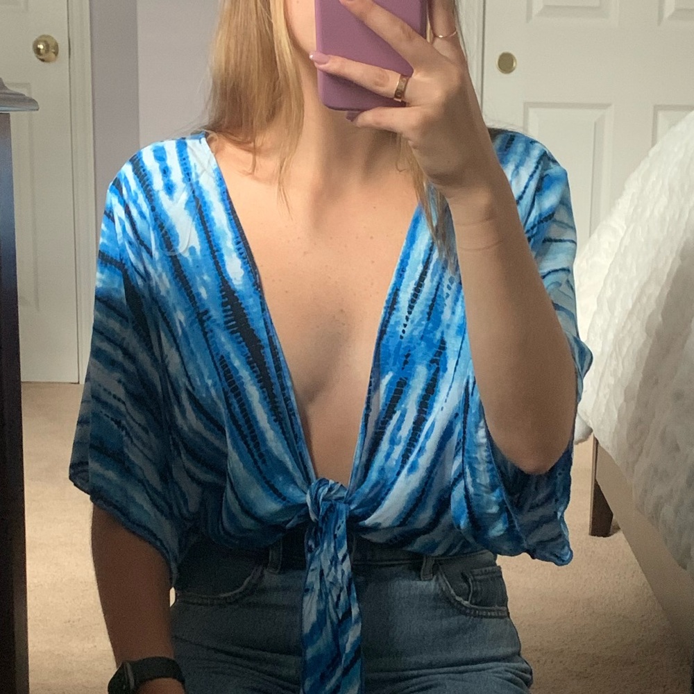 boutique tie dye tie front top